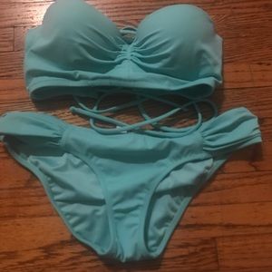 Victoria Secret teal bandeau bikini TOP ONLY